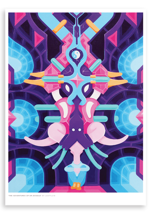 blue psychedelic alien print